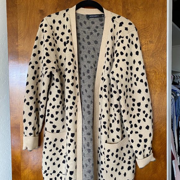 Cheetah print long cardigan sweater - Picture 1 of 4